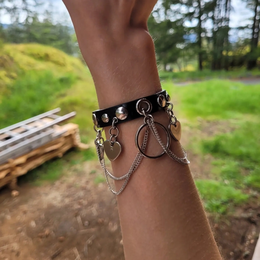Upcycled faux leather bracelet